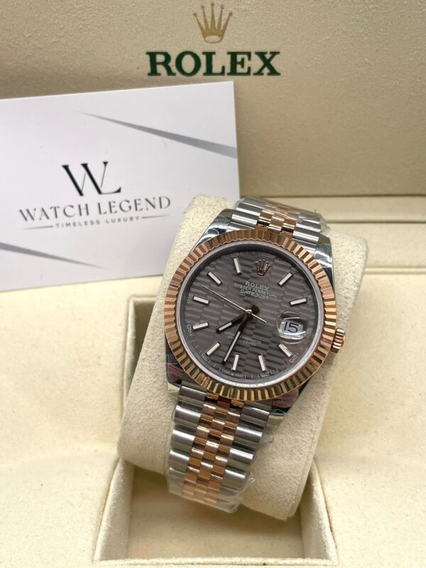 Rolex Datejust Bi Color Rosé Gold Motif Rhodium Grey 41MM BP