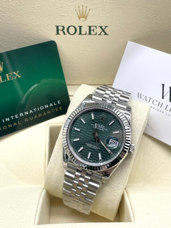 Rolex Datejust Mint Green Motif Steel Jubilee 41MM Super