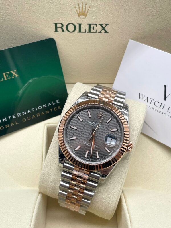 Rolex Datejust Rhodium Grey Motif Rosé Gold Jubilee 41MM Super