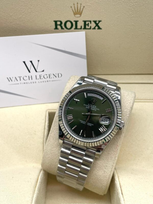 Rolex Day-Date Olive Green Dial Roman White Gold 40MM BP