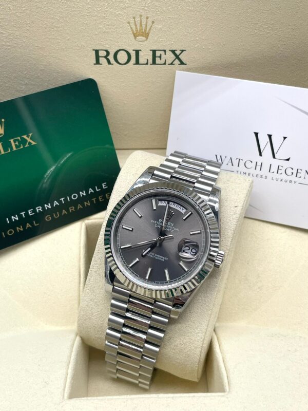 Rolex Day-Date Rhodium Grey Dial White Gold 40MM Super