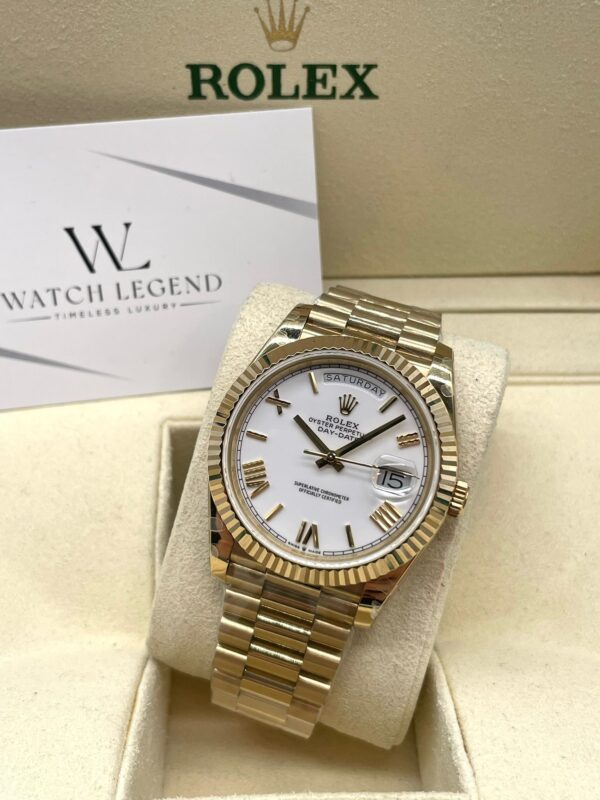 Rolex Day-Date Yellow Gold White Roman Dial 40MM BP